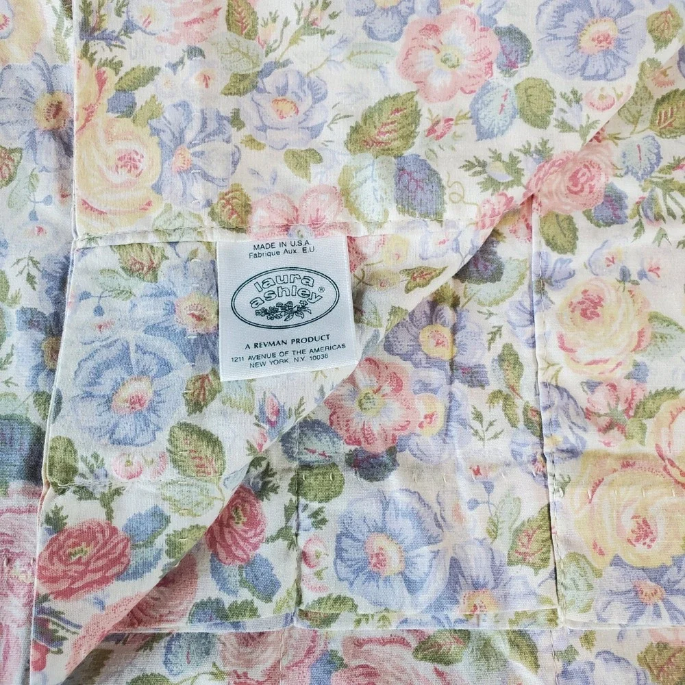 Vintage Laura Ashley Valance Sycamore Quartet Floral Pink Blue 84x18 Made in USA